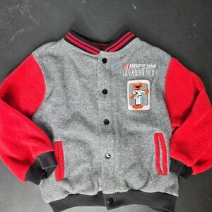 VTG Y2K Sesame Street Jacket Kids Size 4T Gray Red Elmo Sesame Team Racer Race